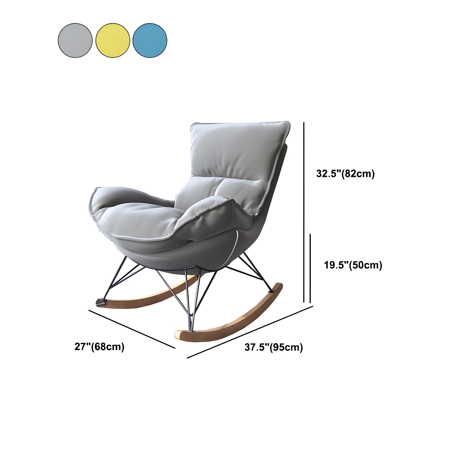 Contemporary Rocking Chair Solid Wood Rocker Chair with with Seat Cushion - image 21