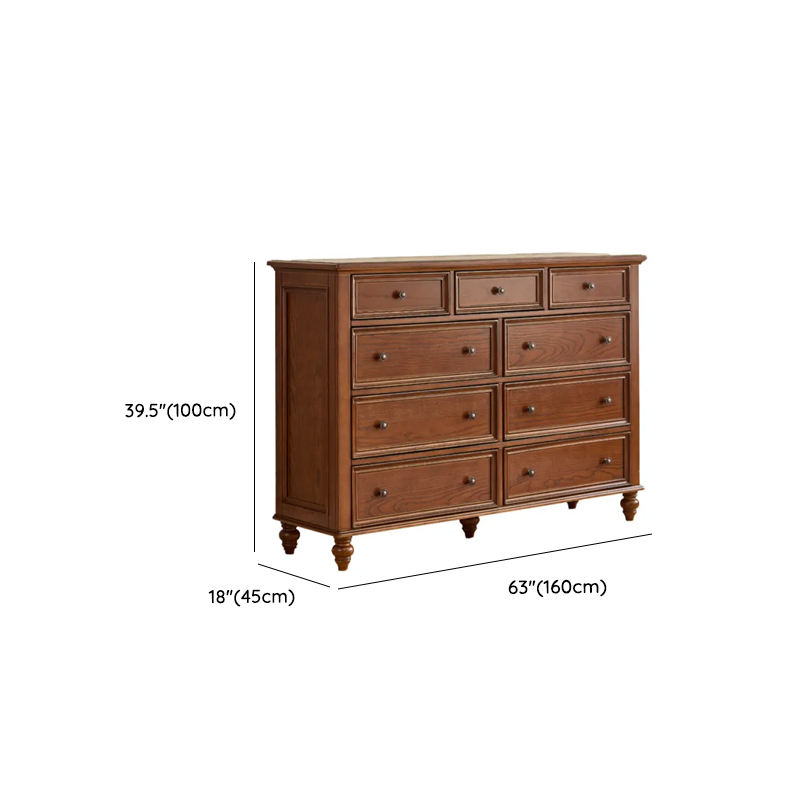 Cocoa Trendy Ash Wood Console Dresser/Semainier with 9/7/6 Drawers, Integrated Cable Management, Horizontal/Vertical - image 9