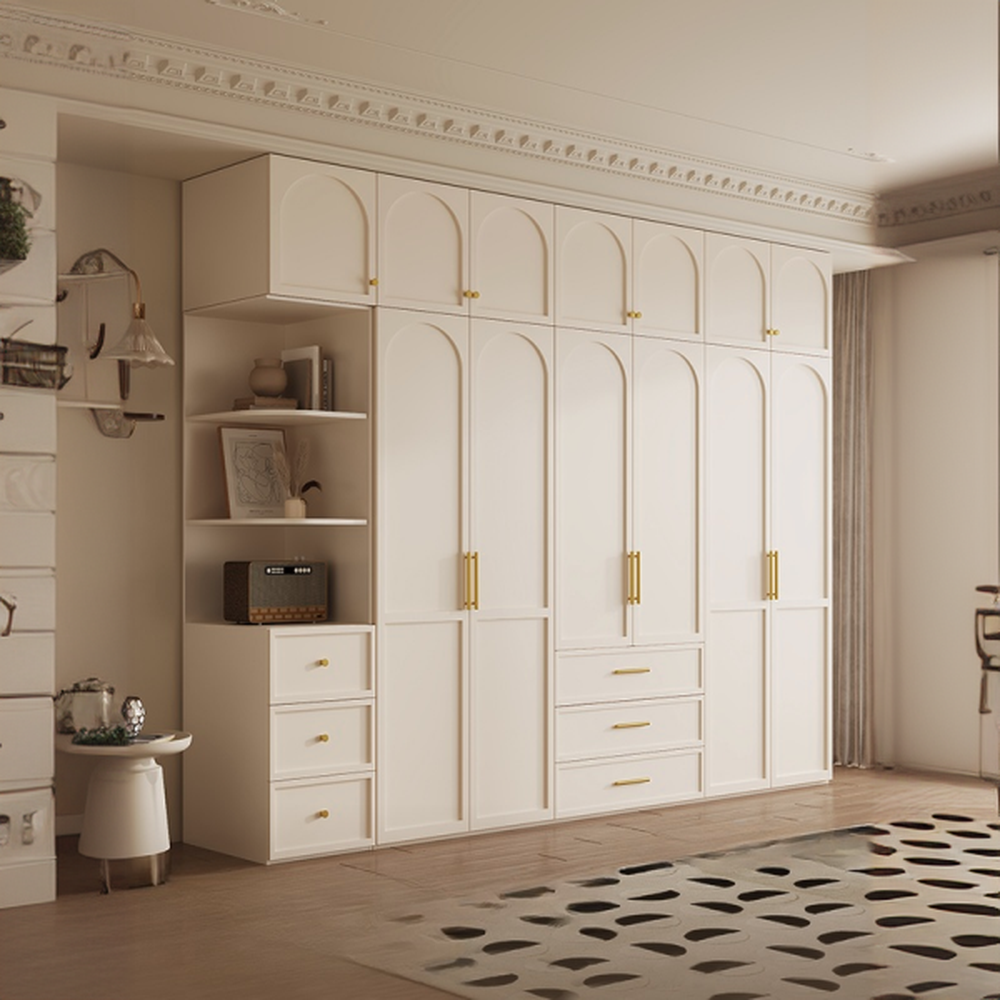 Simplistic White Detached Almirah with 3 Drawers, Interior Shelves, and Hinged Door