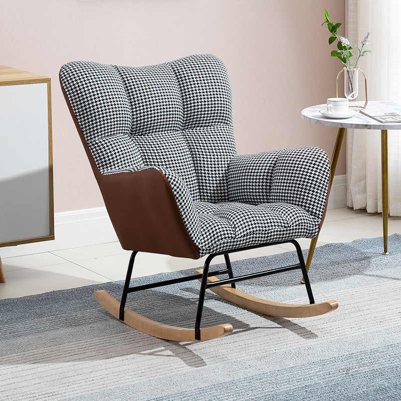 Contemporary Alloy Cushioned Living Room Rocking Chair 2 Piece Set with Footstool & Recessed Arm - image 4