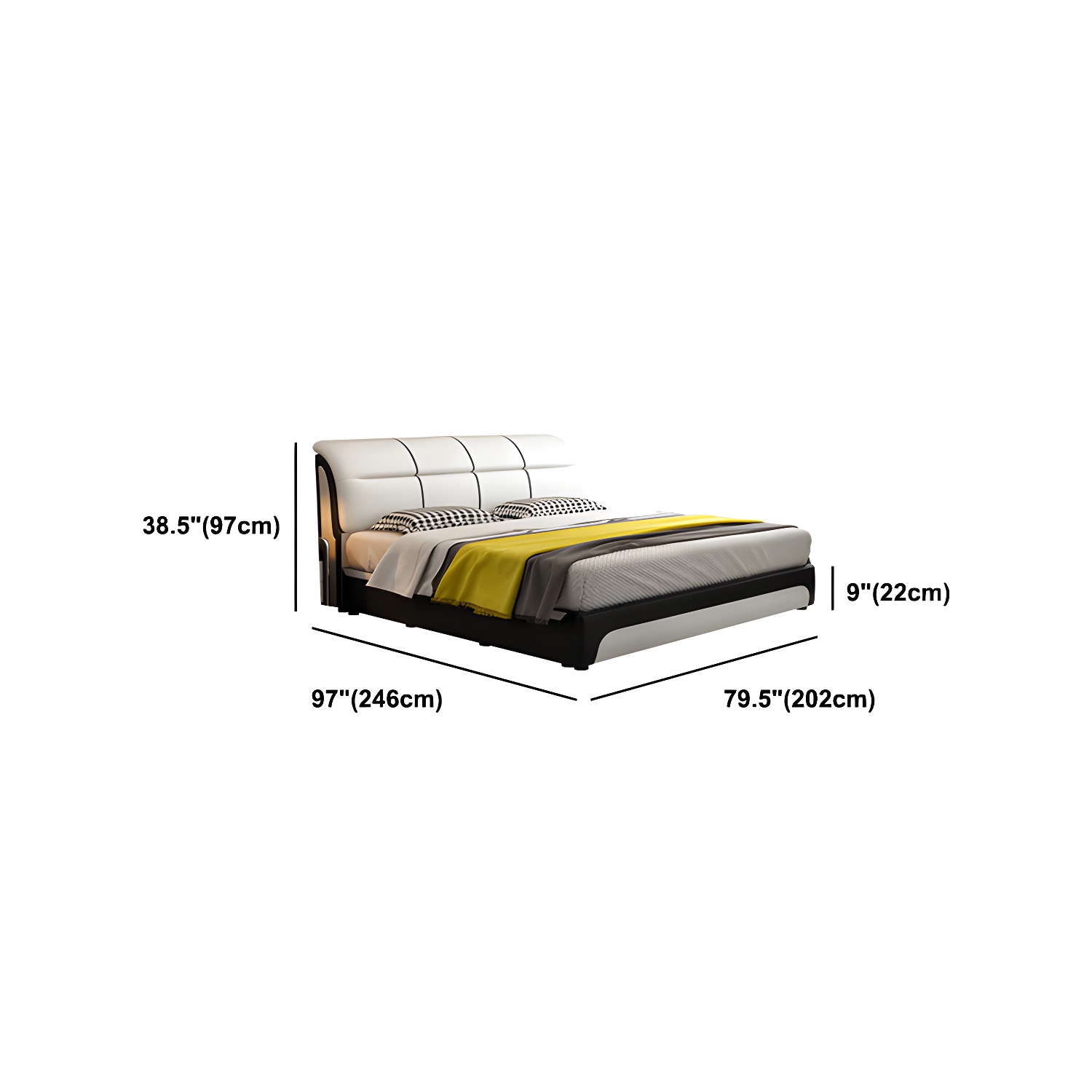 Glam Light Beige Bed Upholstered Wood Bed Frame with Headboard - image 16