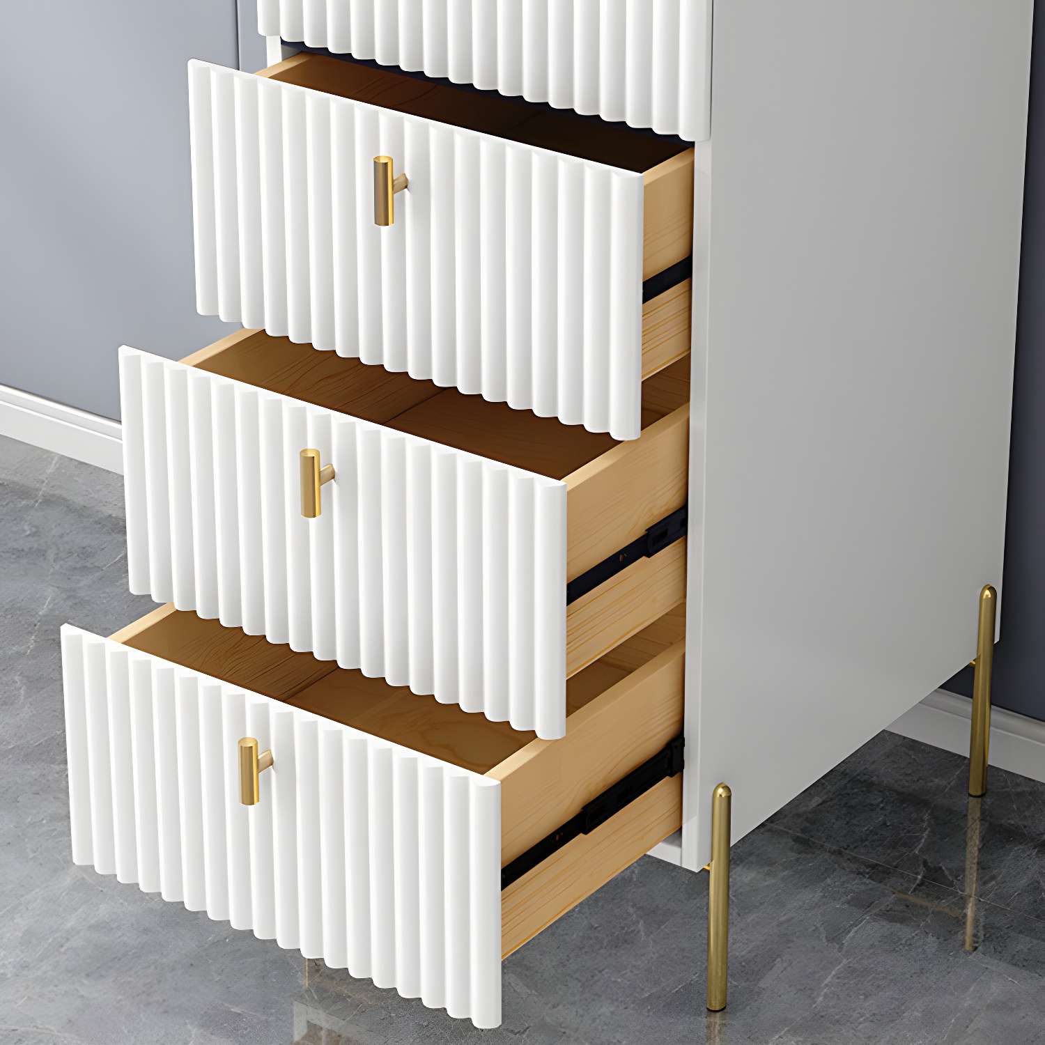 Modern 3-Cabinet Feature Wood Wardrobe Armoire with Hinged Door Mechanism - image 10