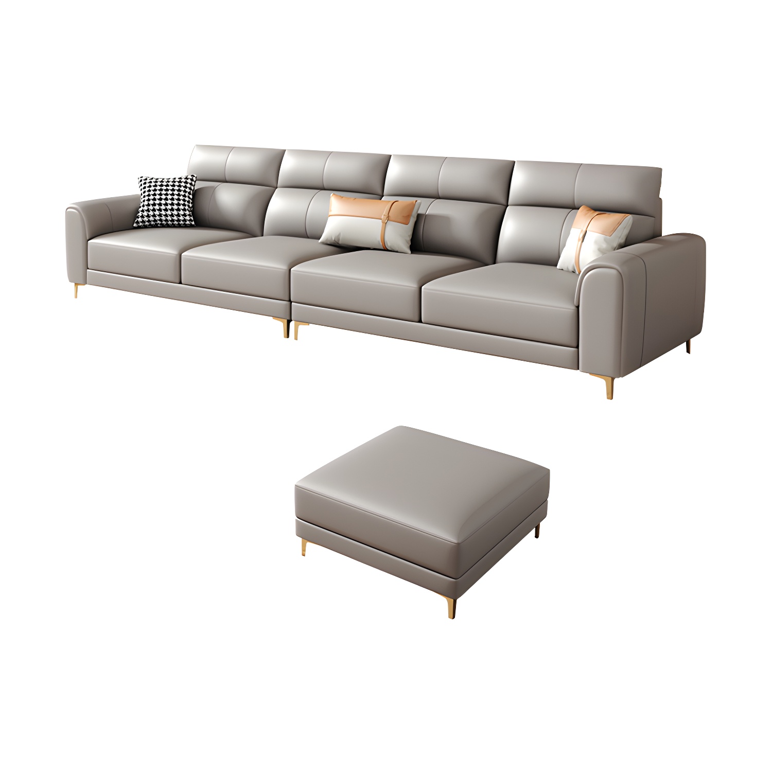 Modern Gray Faux Leather Sectional Sofa with Pillow Top Arms and Wood Frame - image 11
