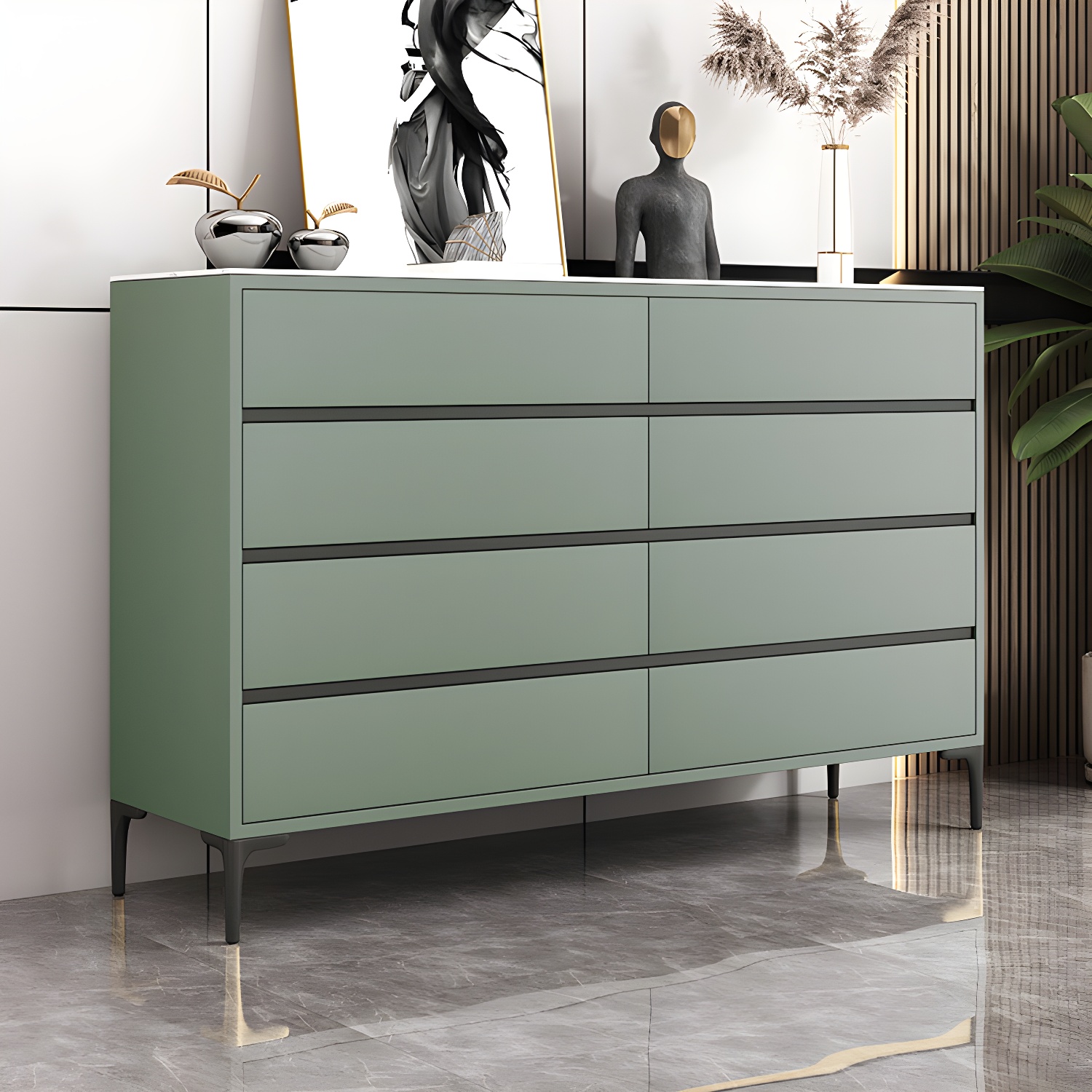 Glam Vertical Stone Storage Chest Bedroom Chest with 8 Drawers - image 7