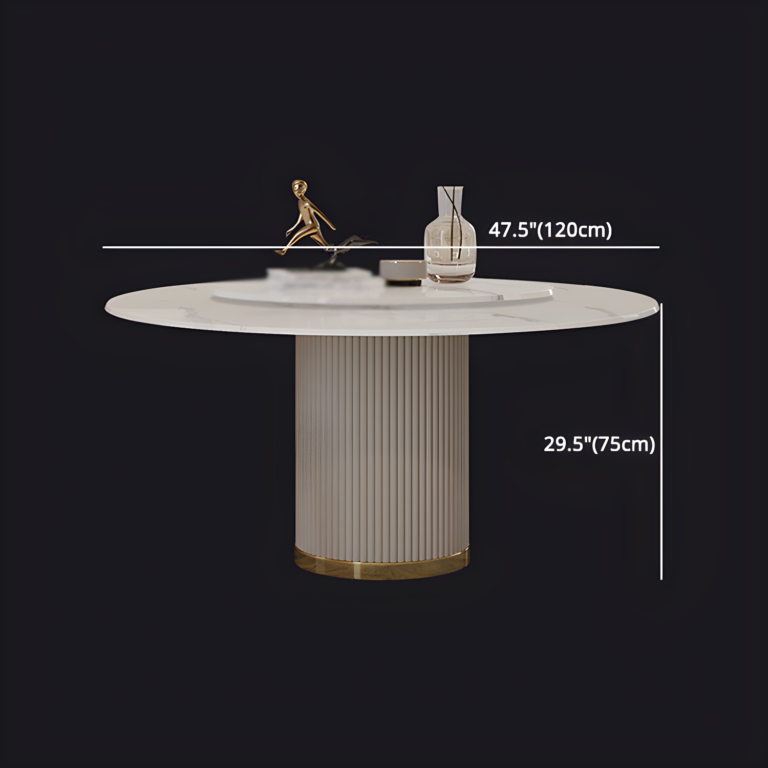 Modern 1/4/5/7 Pieces Round Dining Set Sintered Stone Dining Table Set with Leather Chairs - image 13