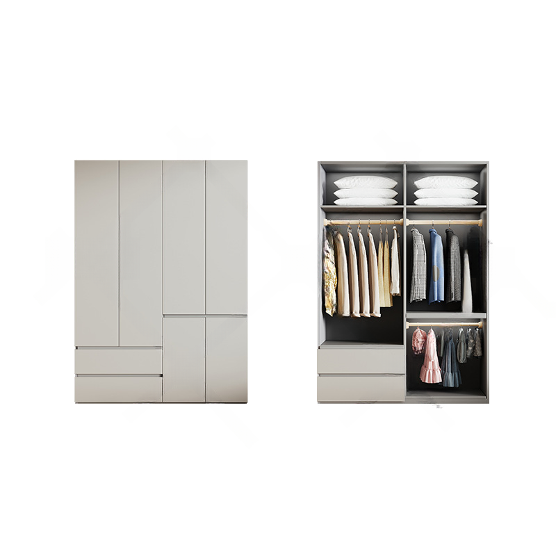 Cream Trendy Reclaimed Wood Wardrobe Armoire with Soft Close Drawer, Soft Close Door, Interior Shelves, and Clothing Rod - image 14