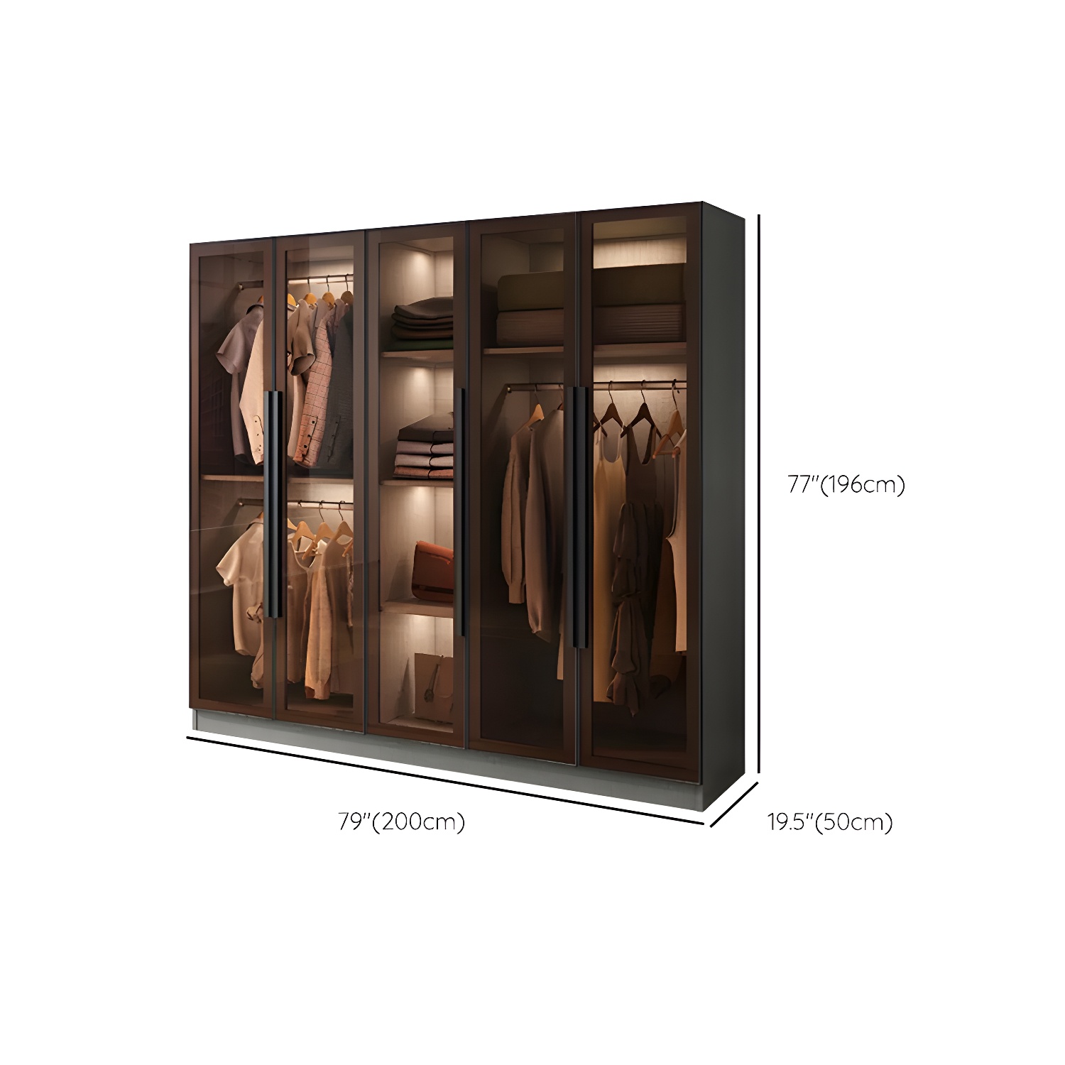 Modern Wardrobe Cabinet Glass and Engineered Wood Wardrobe Closet - image 13