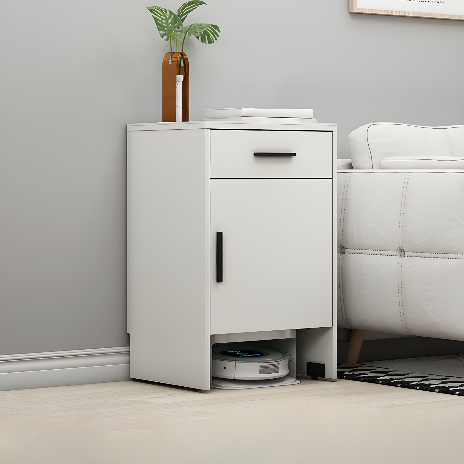 Modern Stone Top Accent Cabinet with Drawer Storage Cabinet 18.9" Long - image 5