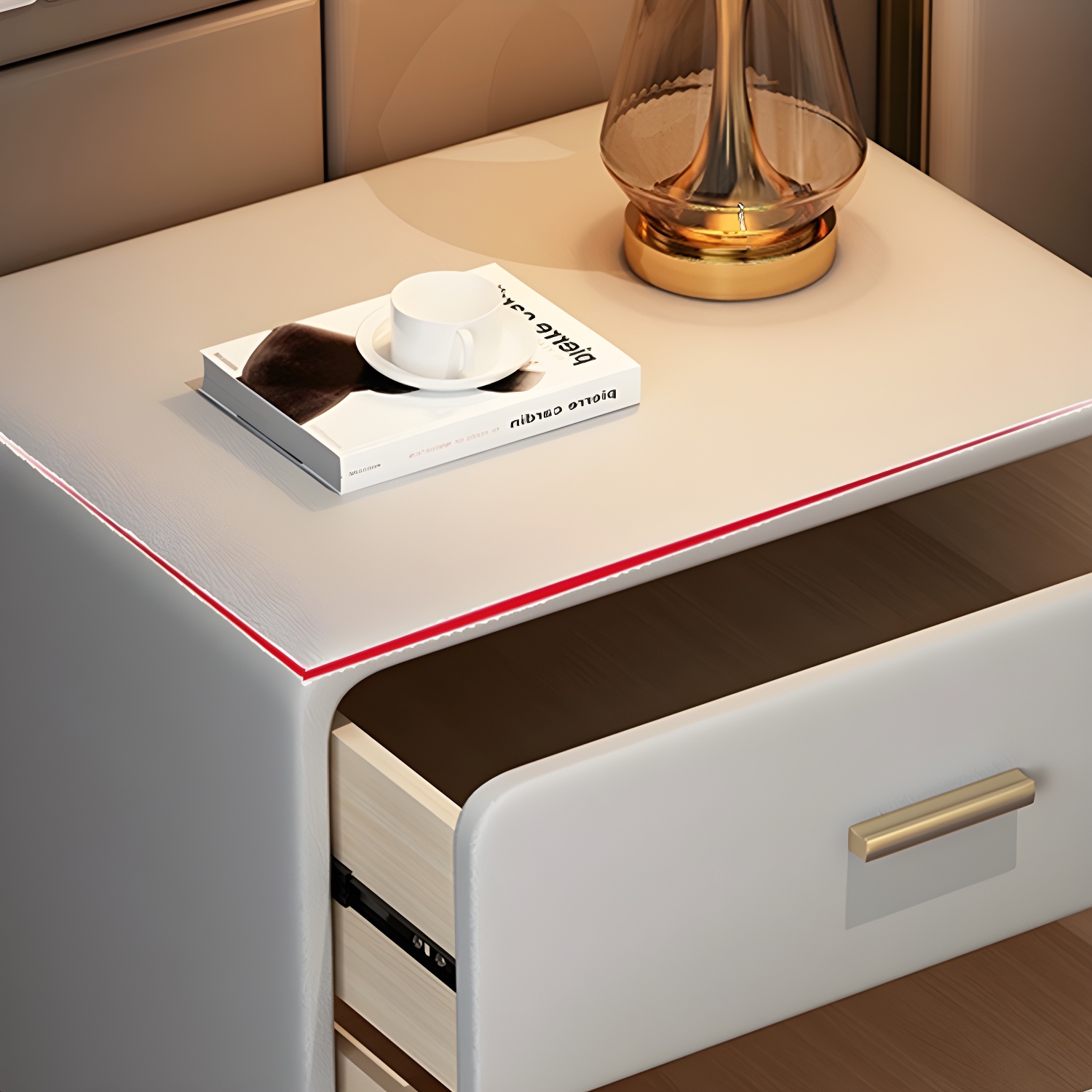 Faux Leather Modern Nightstand with Drawer Storage - Small Size, 2 Drawers - image 20