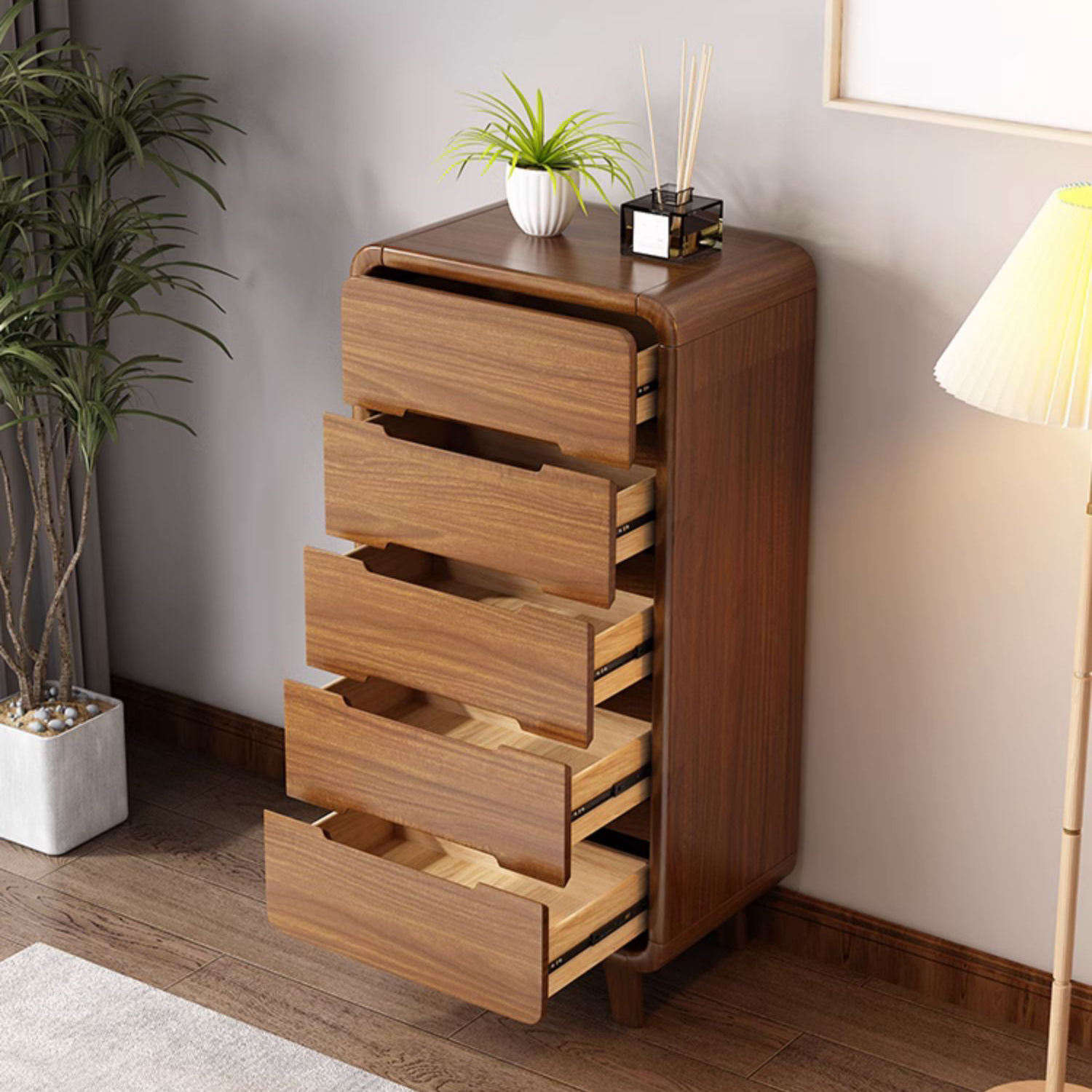 Modern Solid Wood Dresser with Narrow Profile and Drawers in Natural Finish - image 7