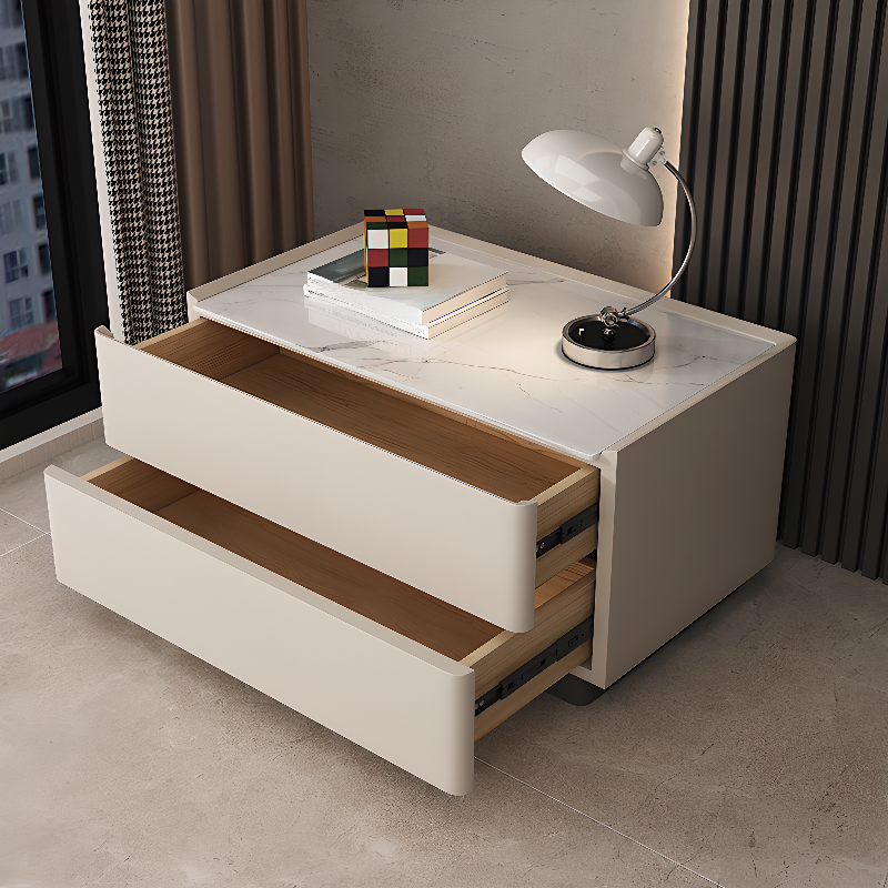 Casual Sintered Stone Countertop Drawer Storage Nightstand with 2 Drawers - image 7