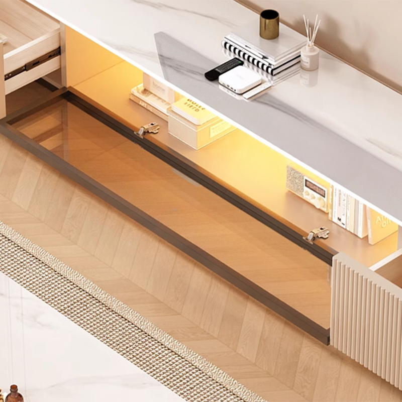 Modish Sintered Stone TV Stand with 2-Drawer, Cabinet & Cable Management Living Room - image 9