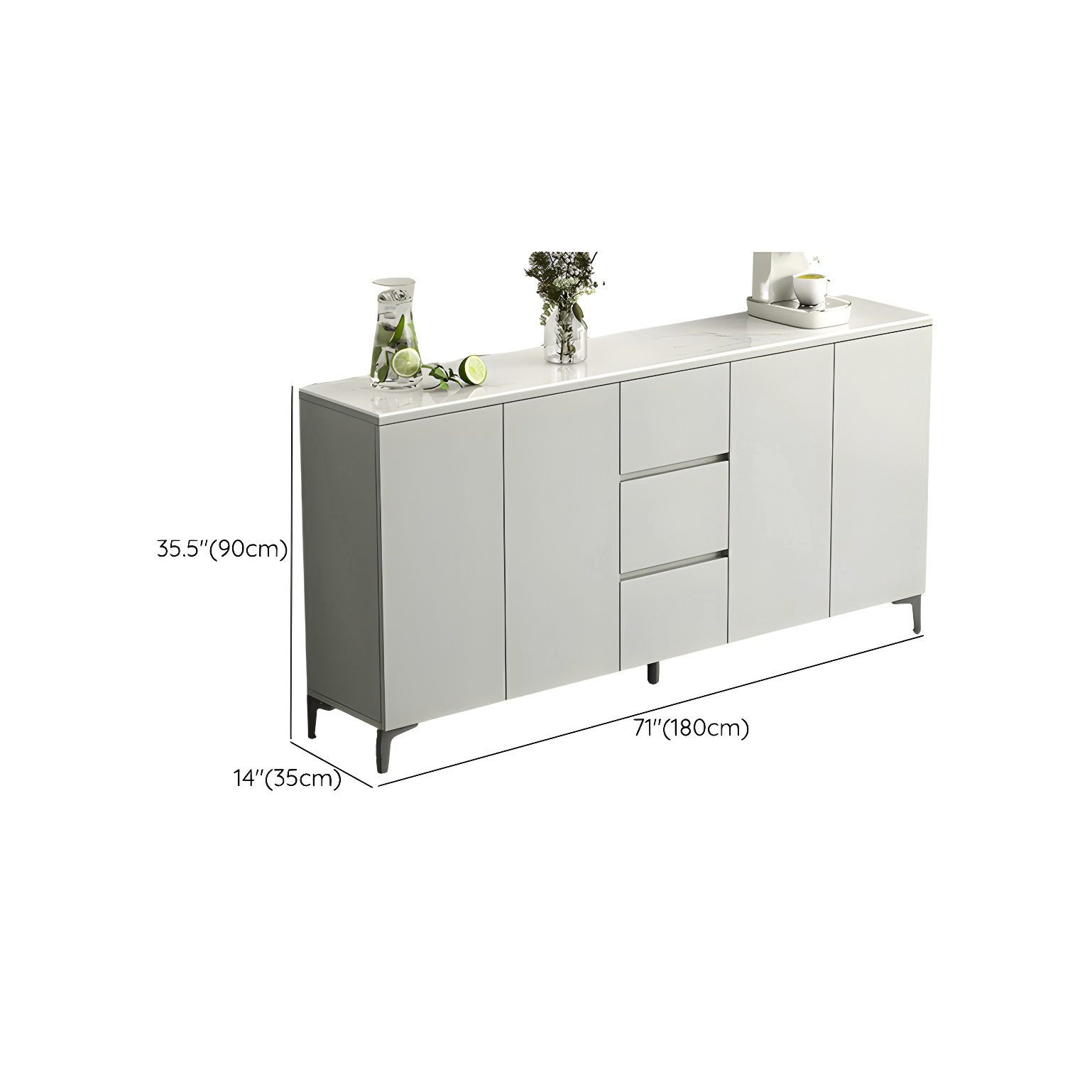 Contemporary Living Room Stone Top Sideboard with Doors and Drawers - image 18