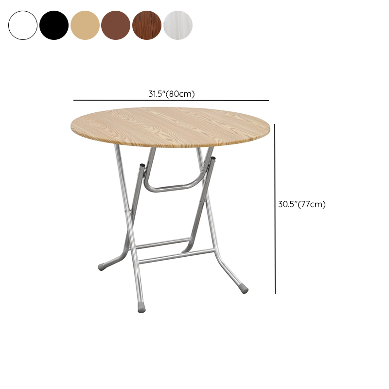 Art Deco Sepia/Natural Color/Cream Rounded Dining Table with Timber Top, Portable and Collapsible for 2 People - image 17