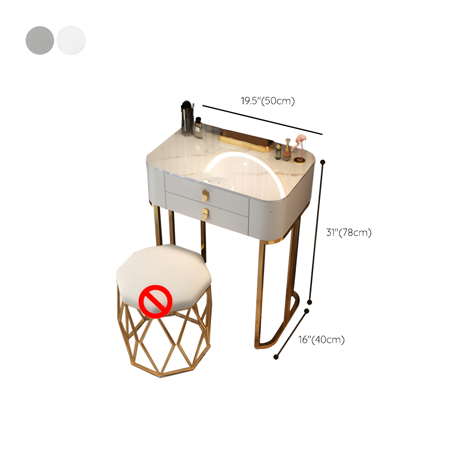 Luxurious Vanity Dressing Table Solid Wood Vanity Set with Stool and Mirror - image 18
