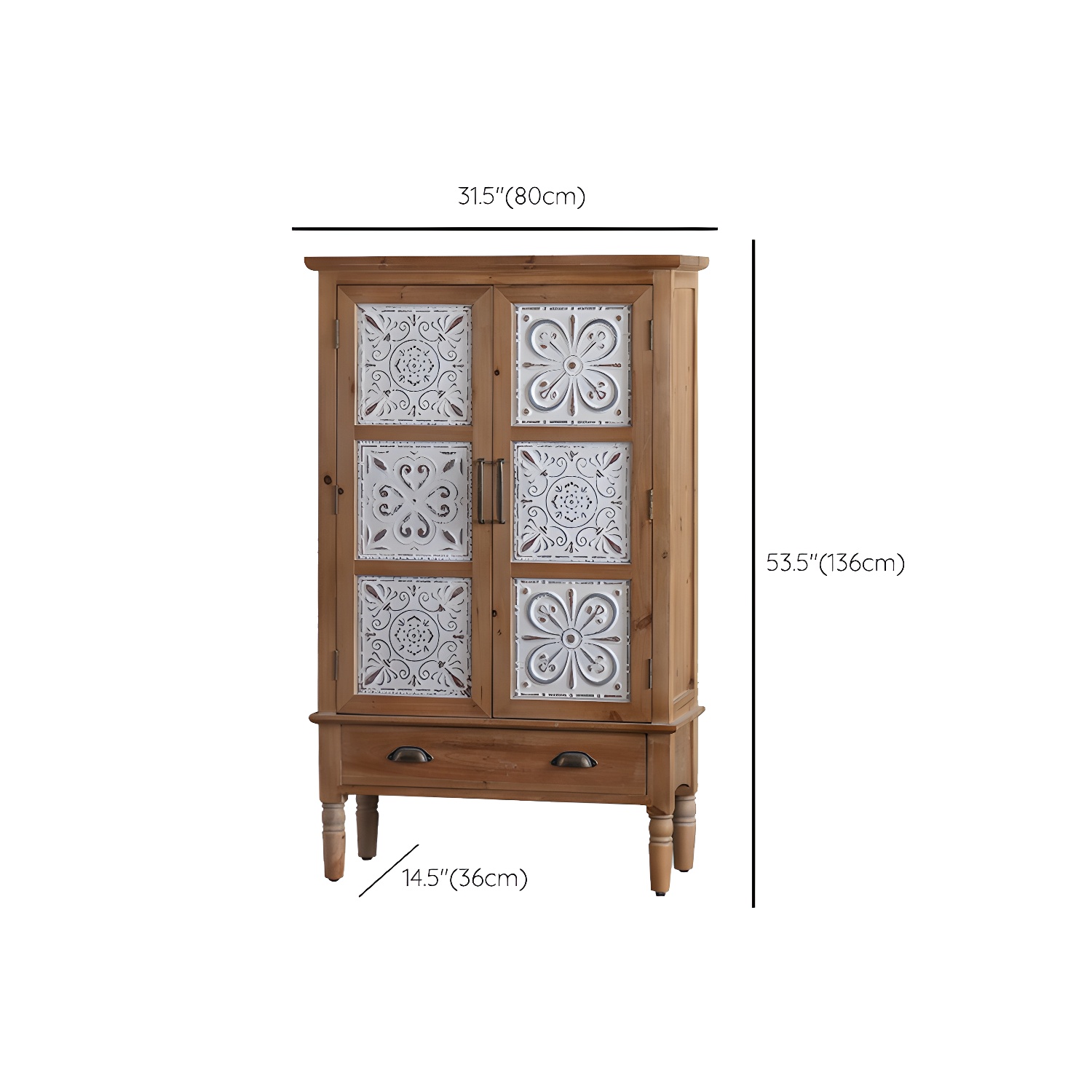 Industrial Accent Cabinet in Natural with Solid Wood Door and Drawers - image 14