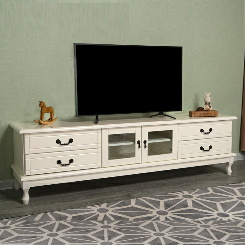 2 Tiers & 2-Door Rectangle Matte Solid Wood+Manufactured Wood Adjustable Shelf TV Stand for Living Room - image 7