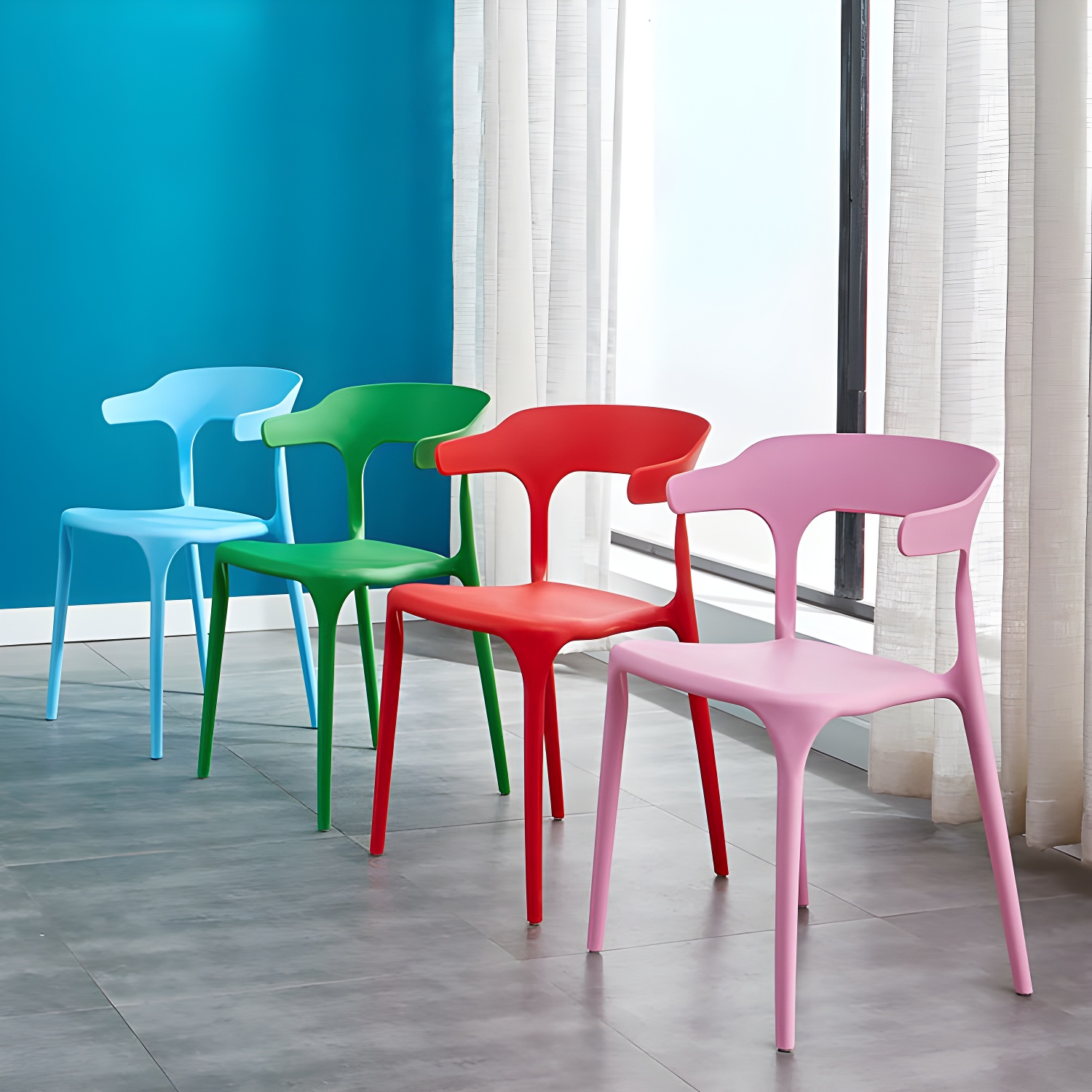 Glam Plastic Side Chair Matte Finish Open Back Dining Chair for Dinning Room - image 27