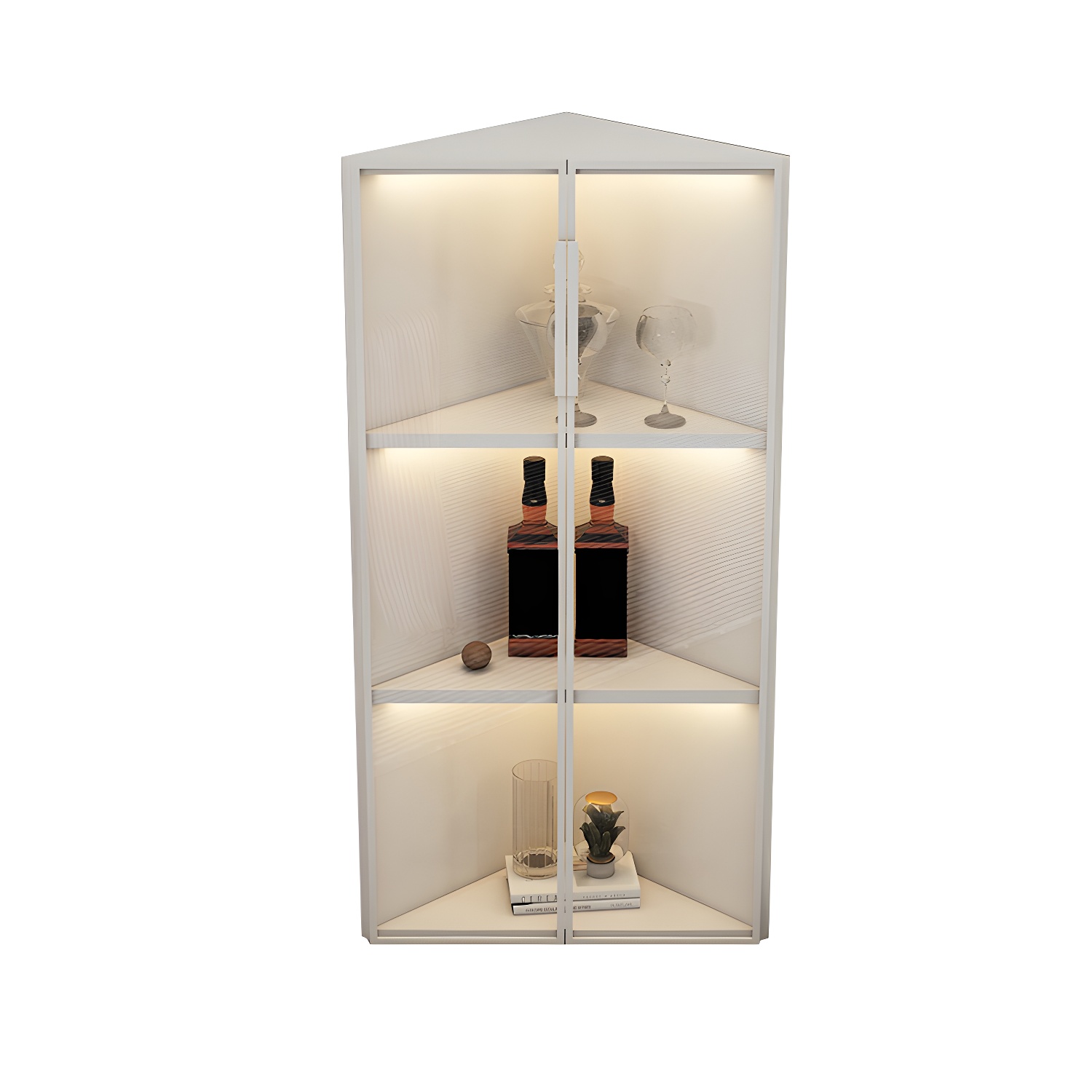 Wood Glass Paned Modern Corner Accent Cabinet for Living Room - image 6