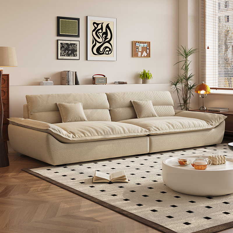 Modish Solid Color Stain Resistant Standard Sofa in Light Gray/Mocha/Off-White, 2-seater with 2 Pillows - image 10