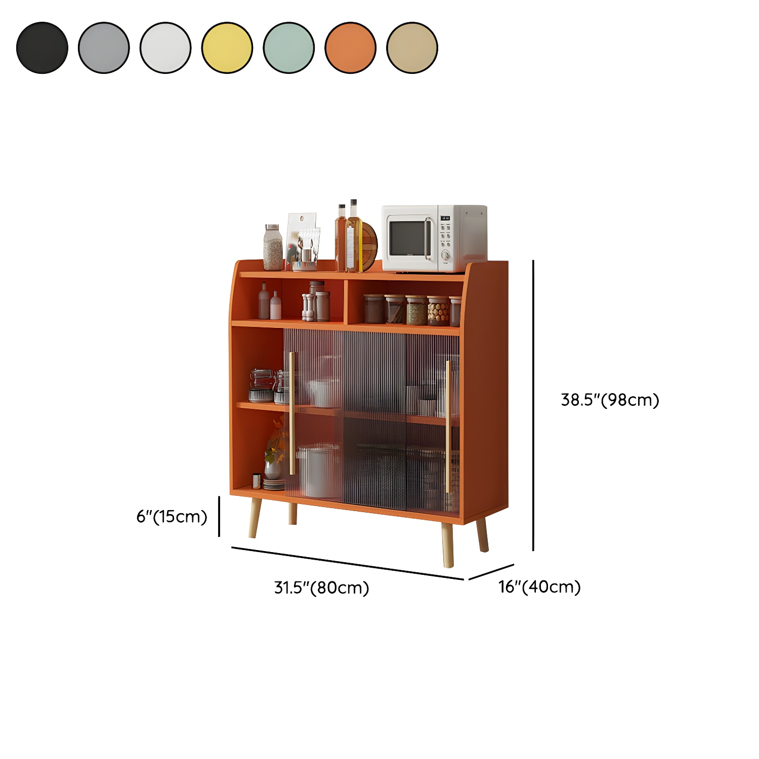 Scandinavian Wood Sideboard Credenza with Acrylic Doors and Cabinet Storage - image 16