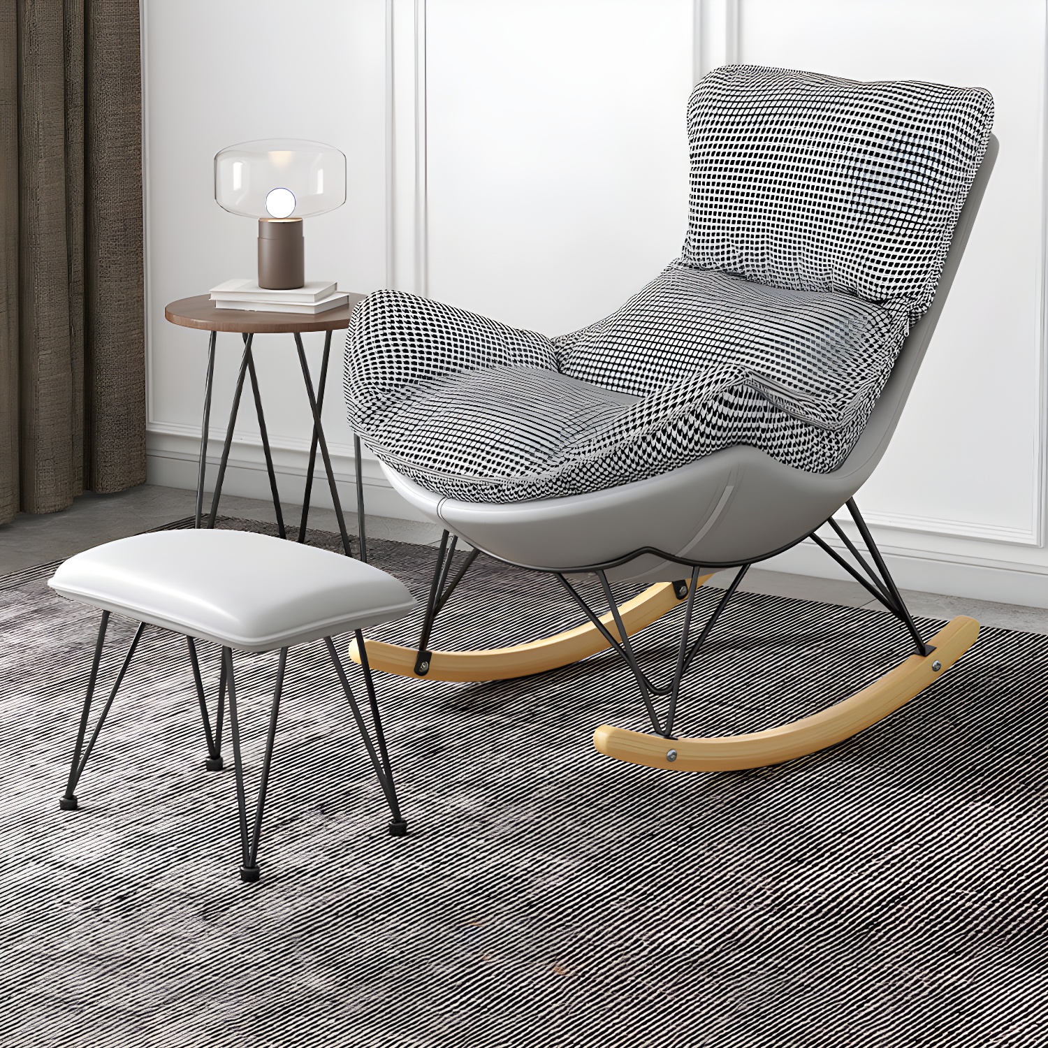 Solid Wood Rocking Chair Contemporary Rocker Chair with Padded Seat - image 3