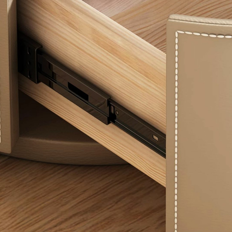 Modern Faux Leather Round Nightstand with 2 Drawers in Under 21 in. Narrow Size - image 18