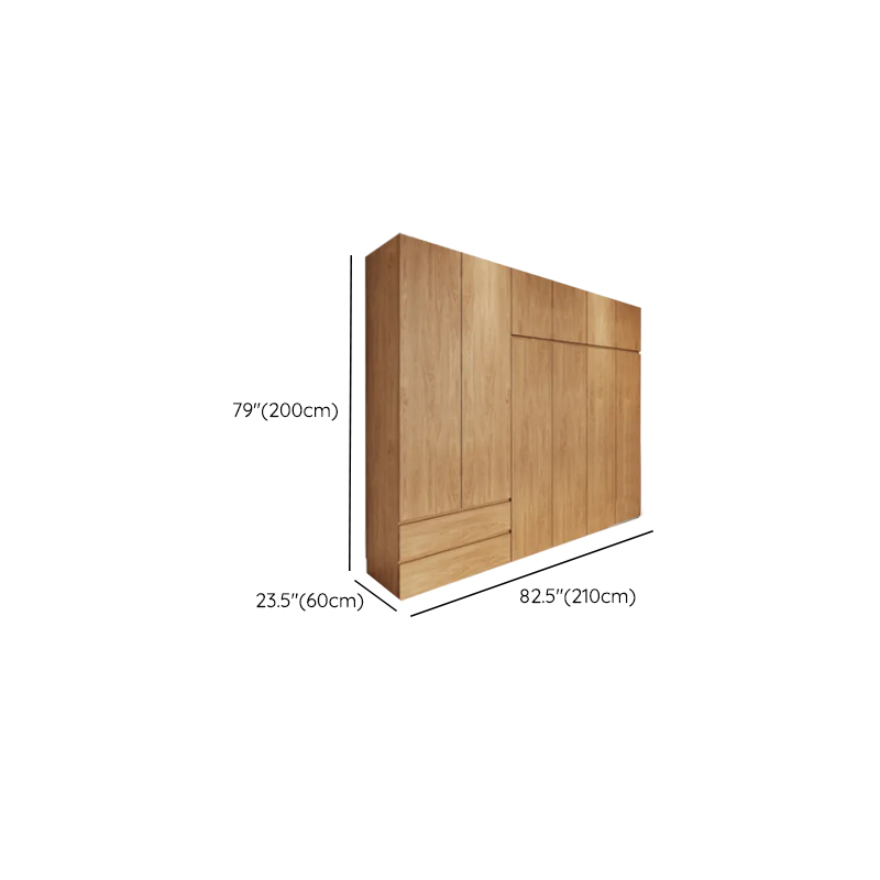 Wood Grain Minimalist Manufactured Wood Wardrobe Closet with 2 Drawers, Soft Close Door, Interior Shelves, and Clothing Rod - image 21