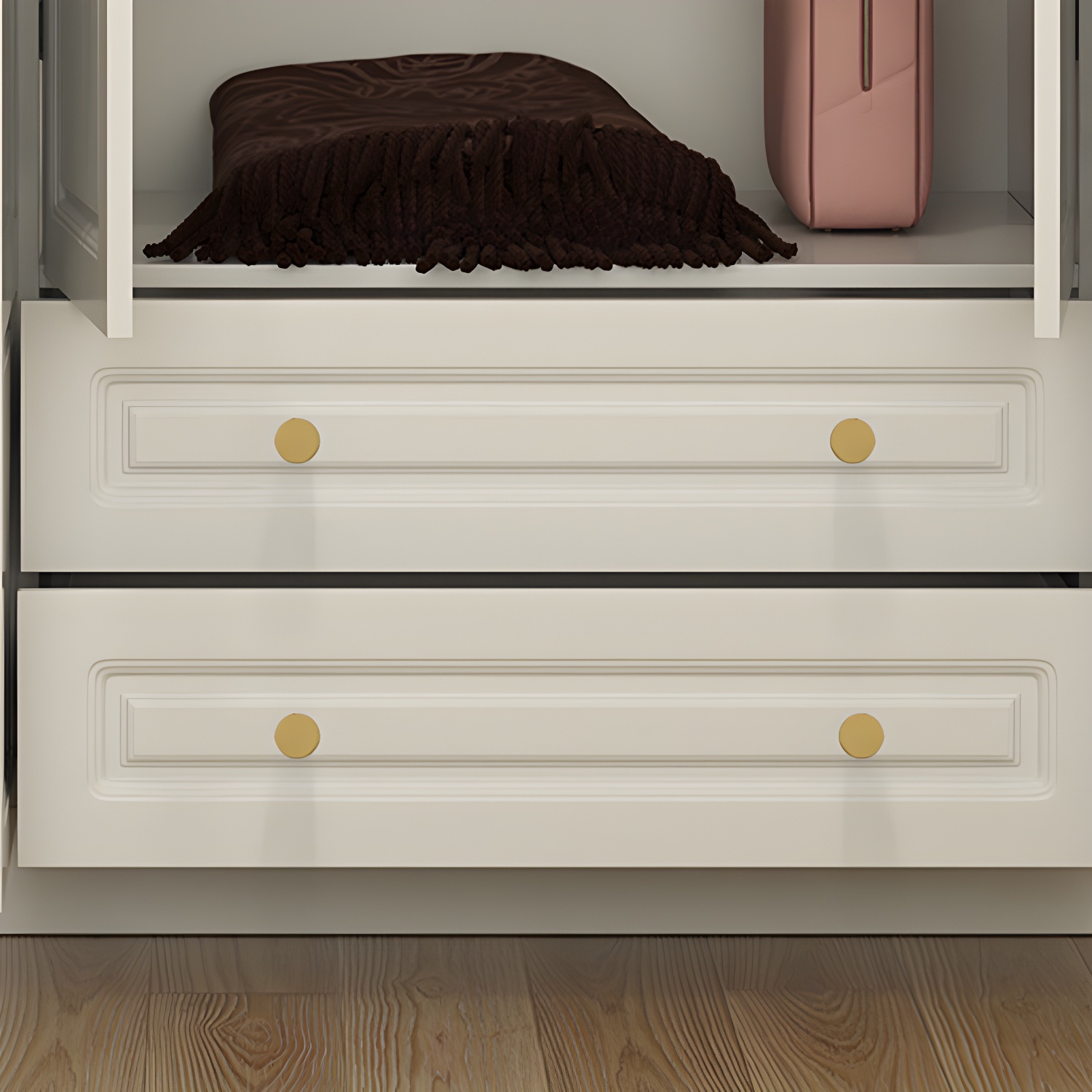 Manufactured Wood White Wardrobe for Home Modern Cabinet with Drawers - image 11
