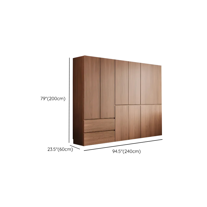 Cocoa Minimalist Natural Wood Wardrobe Closet with Soft Close Drawer, Soft Close Door, Interior Shelves, and Clothing Rod - image 12
