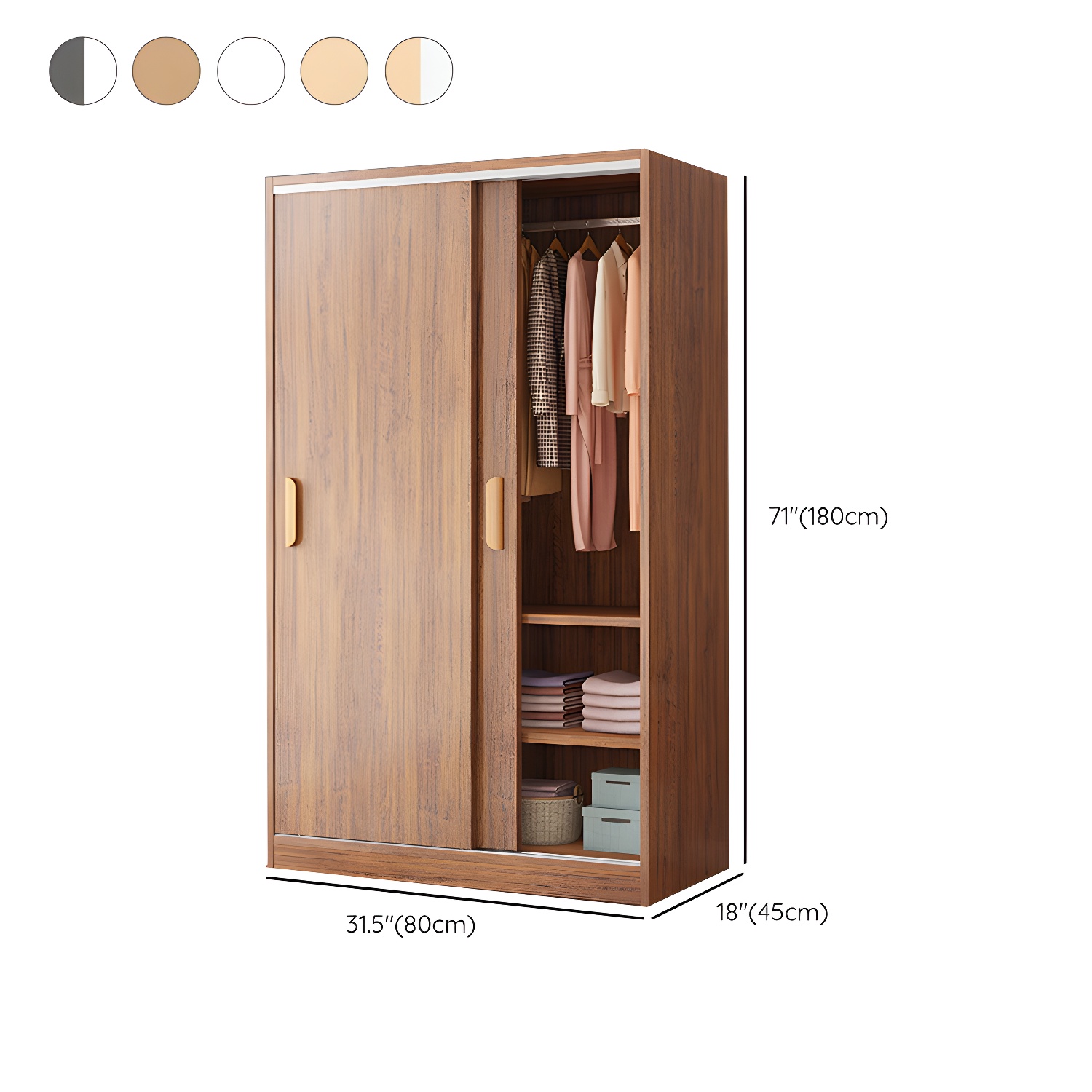 Modern Wood Wardrobe Armoire with Sliding Doors and Shelves Included - image 16