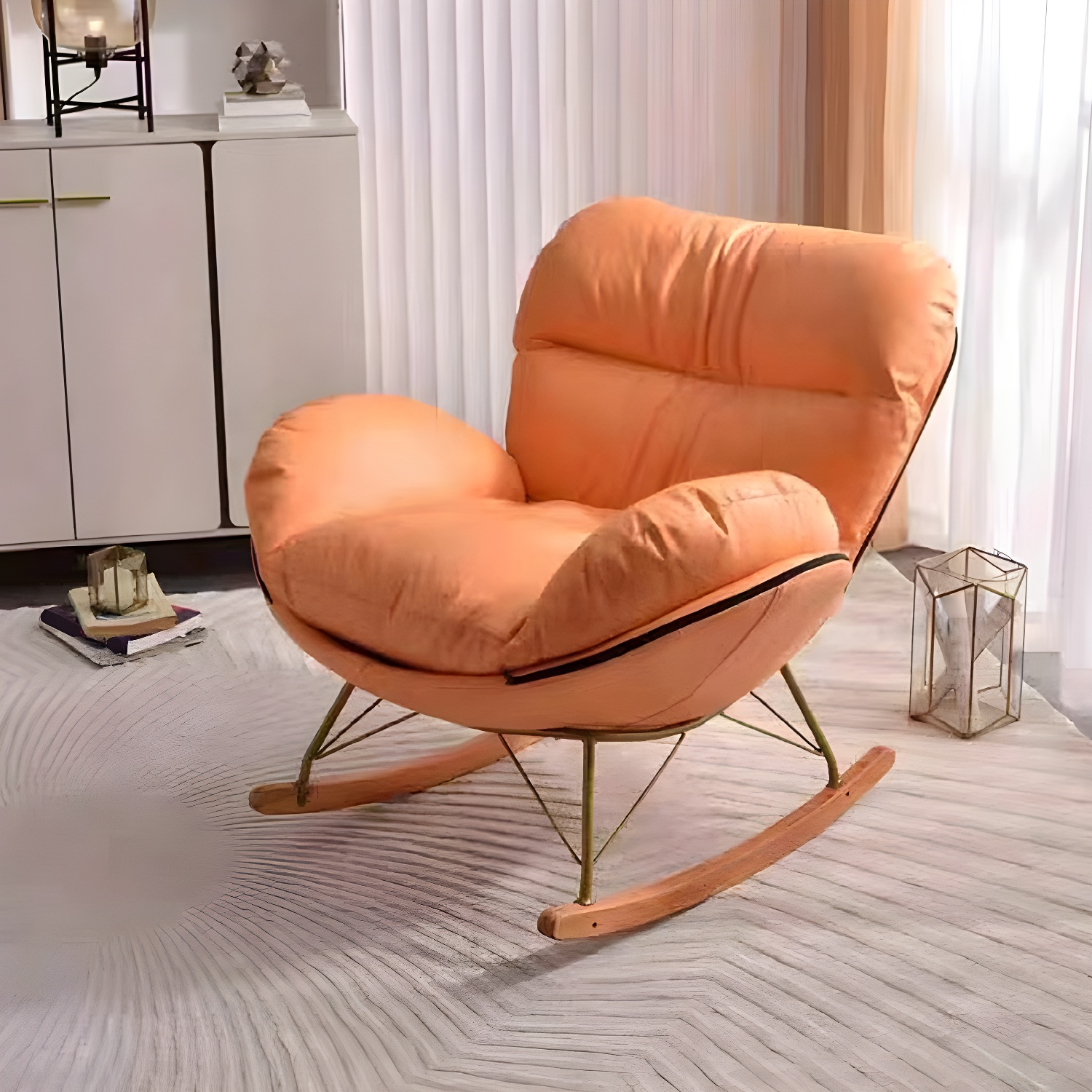 Modern Upholstered Indoor Rocking Chair with Removable Cushions and Slipcover for Enhanced Comfort - image 3
