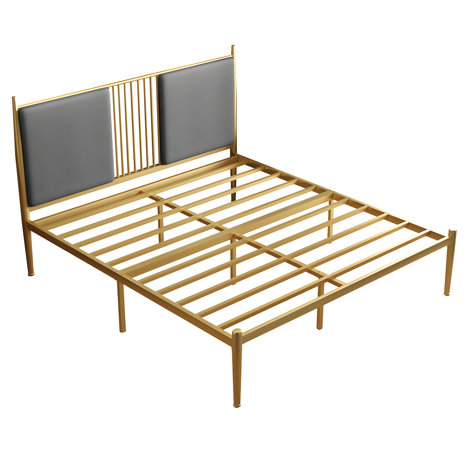 Golden Metal Bed Frame Set Glam 47.24" H Wire-Grid Open-Frame Bed with Headboard