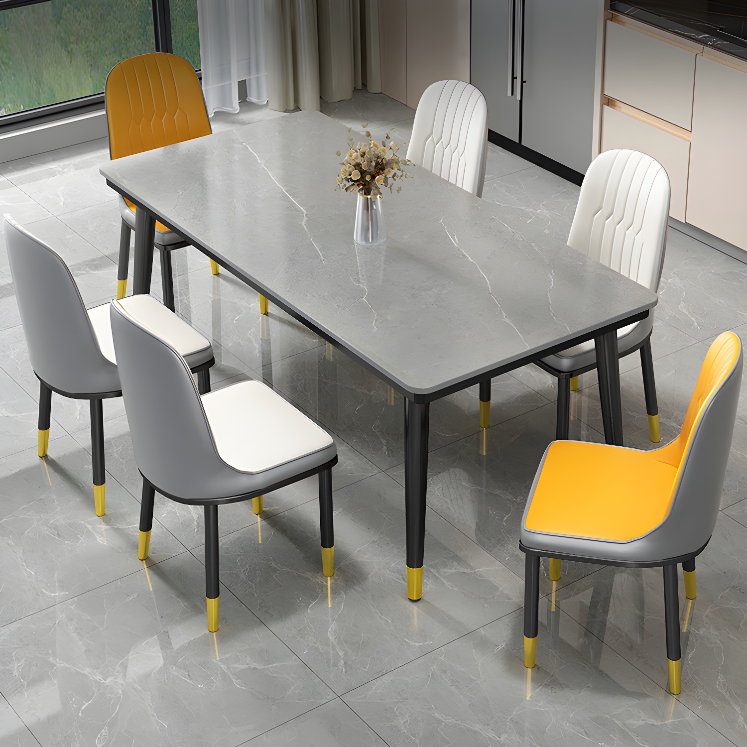 Industrial Standard Rectangle Shape Dining Table Sintered Stone Top Dining Table for Kitchen - image 10