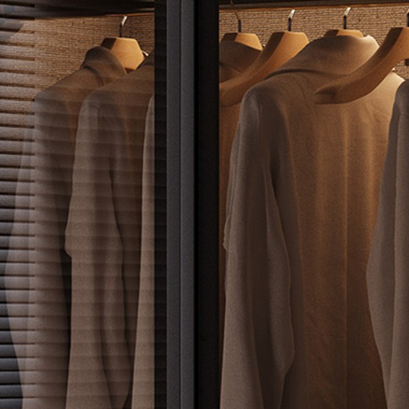 Chestnut Contemporary Lumber Cabinet Armoire with Soft Close Drawer, Soft Close Door, Interior Shelves, and Hanging Rod - image 6