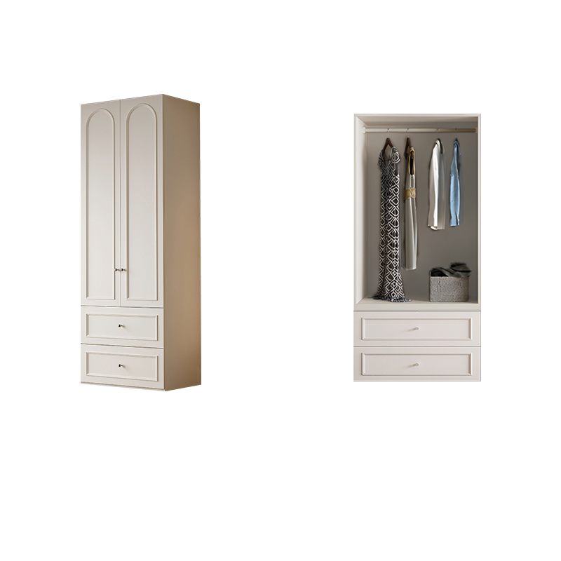 Casual Natural Wood Independent Armoire Cabinet with Soft Close Drawer, Soft Close Door, and Interior Shelves