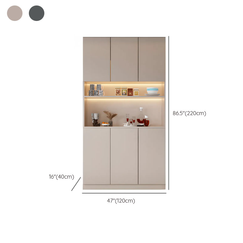 Modern Timber Countertop Server with Glazed Door Hutch, Narrow Size, Six Internal Shelves for Kitchen Cupboards - image 11