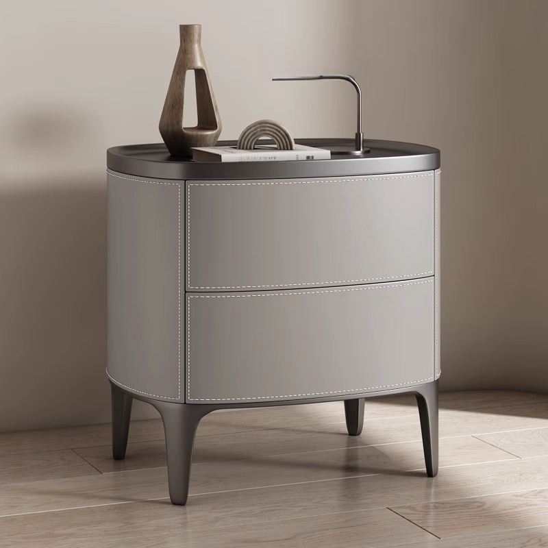 Contemporary 2 Tiers Drawer Storage Bedside Table with Real Wood Countertop - image 5