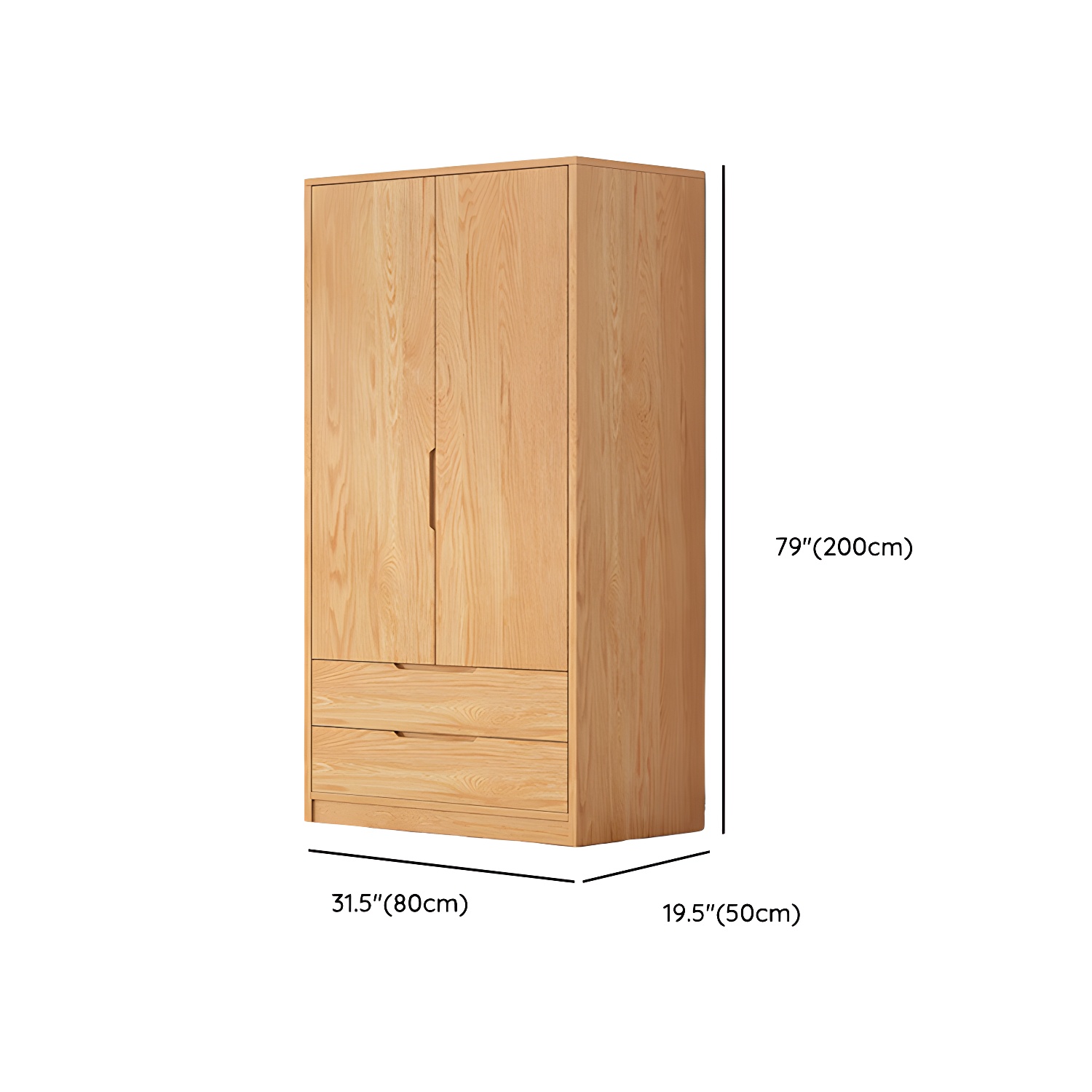 Modern Natural Wood Wardrobe Armoire with Sliding Doors, Drawers, and Shelves - image 105