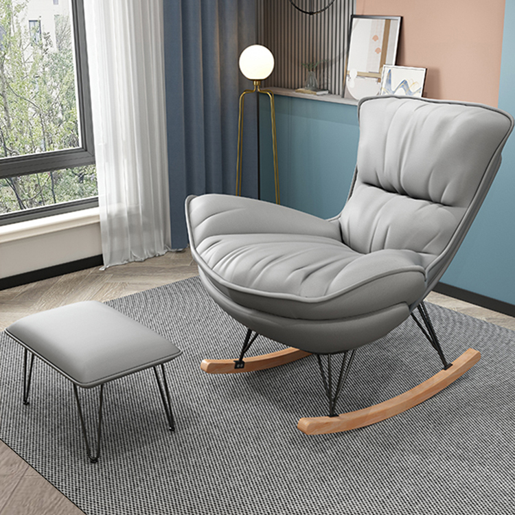 Natural Wood Armless Upholstered No Scratch or Stain Resistance Indoor Rocking Chair - image 11