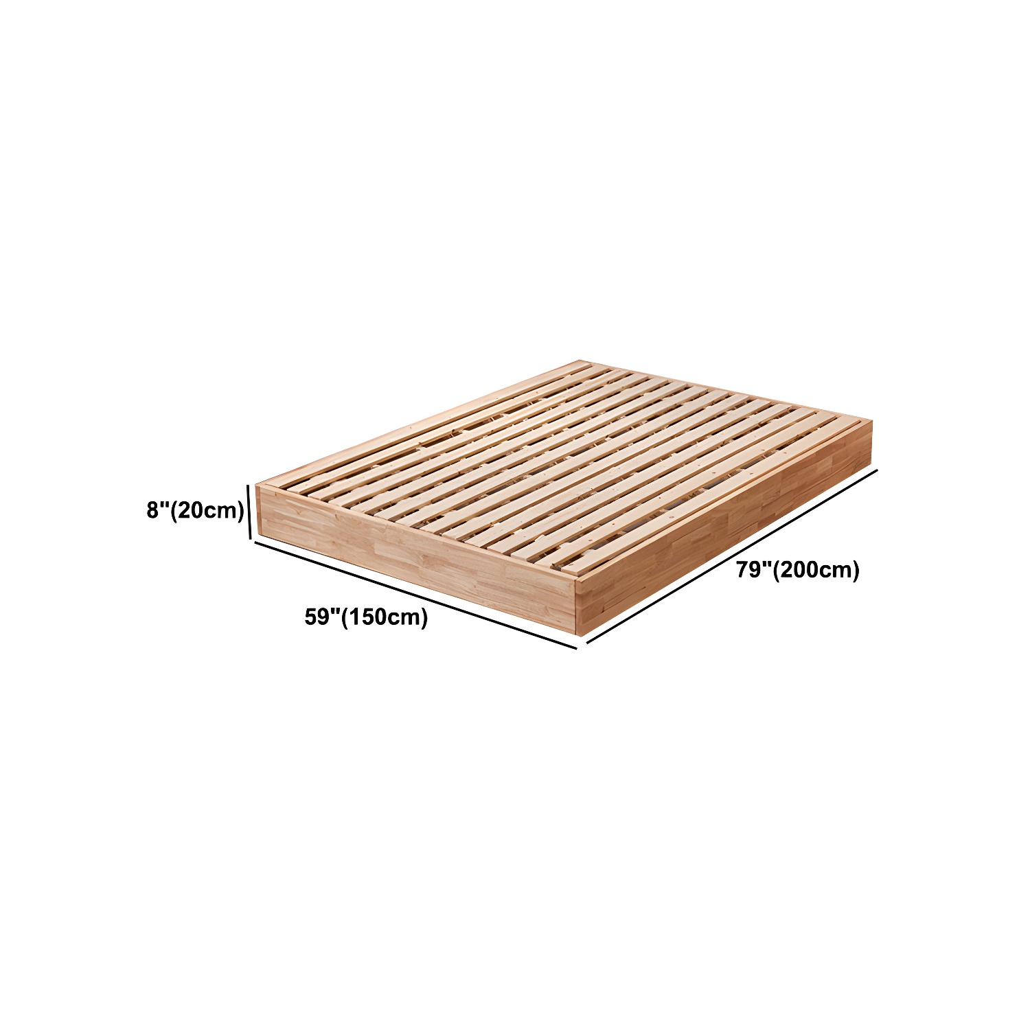 Natural Wood Platform Bed Frame Nordic 7.87-In High Wire-Grid Bed Frame - image 15