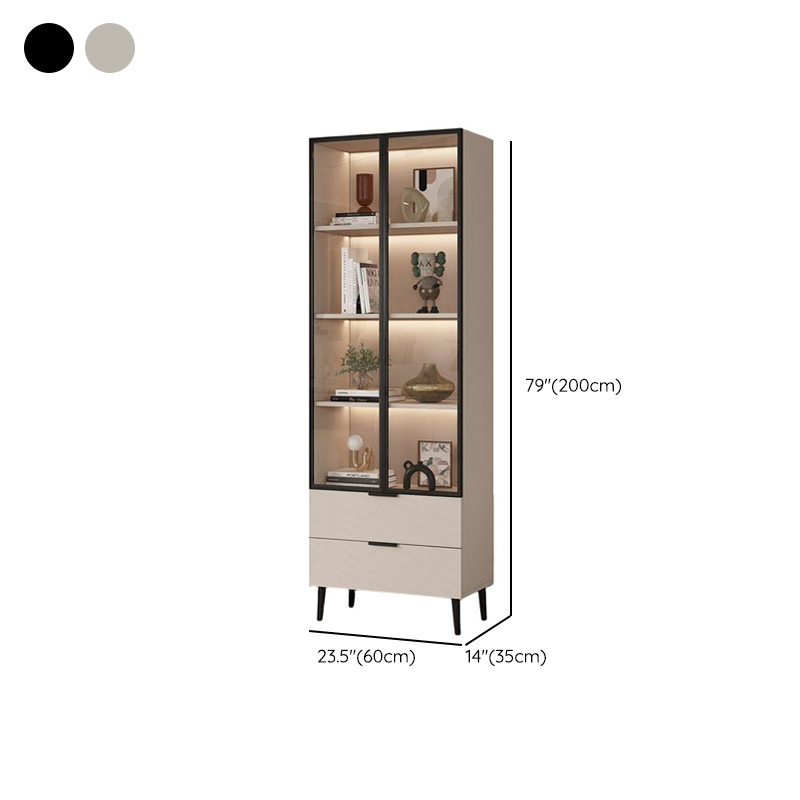 Simple Rectangular Damp-proof Accent Cabinet with Closet, Glazed Door, Chalk/Sand Top, and Soft Close Drawer - image 11