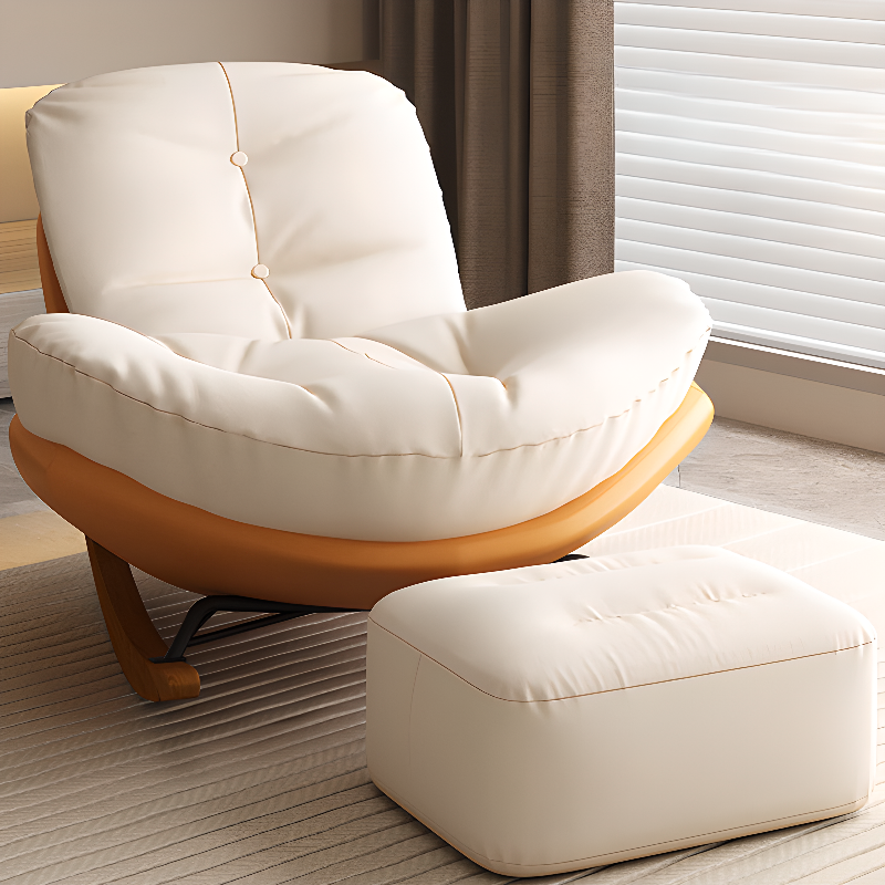 Stationary Upholstered Rocking Chair with Cushioned Rear in a Scandinavian Style, Footstool Included/Not Included - image 23