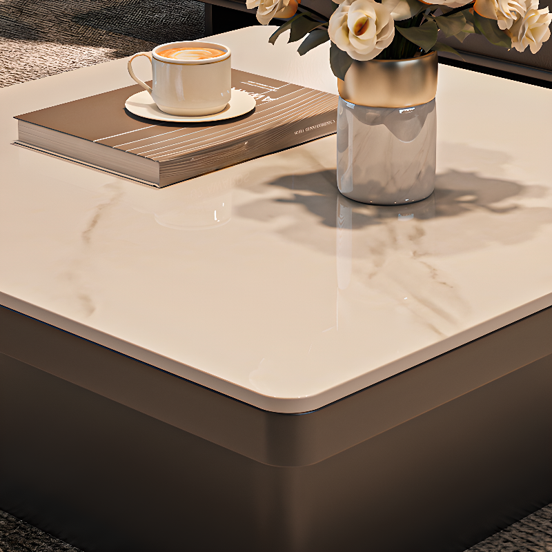 Contemporary Design Transparent Glass Single Board Game Coffee Table with Plinth Base in Midnight Black, Square Top - image 5