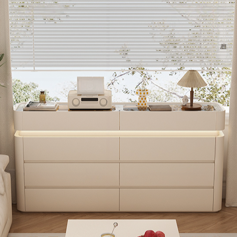 Simplistic Hardwood Double Dresser with 8 Horizontal Drawers and LED Lights - image 8
