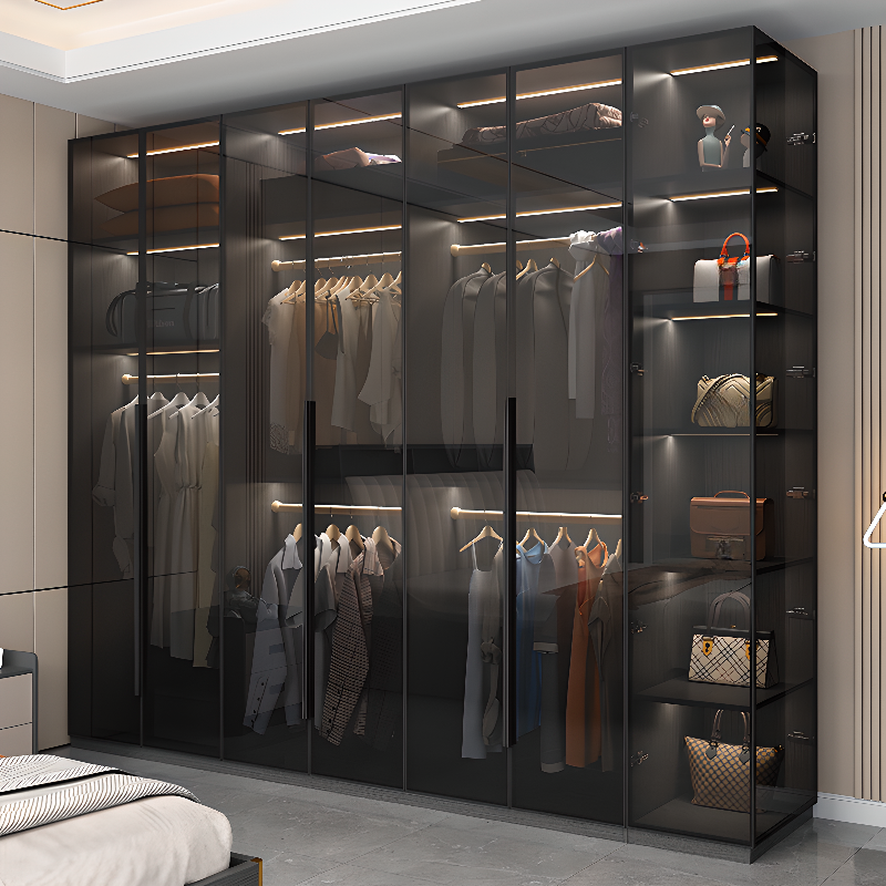 Midnight Black Unattached Lumber Armoire Cabinet with Soft Close Door, Interior Shelves, Clothing Rod and Soft Close Drawer