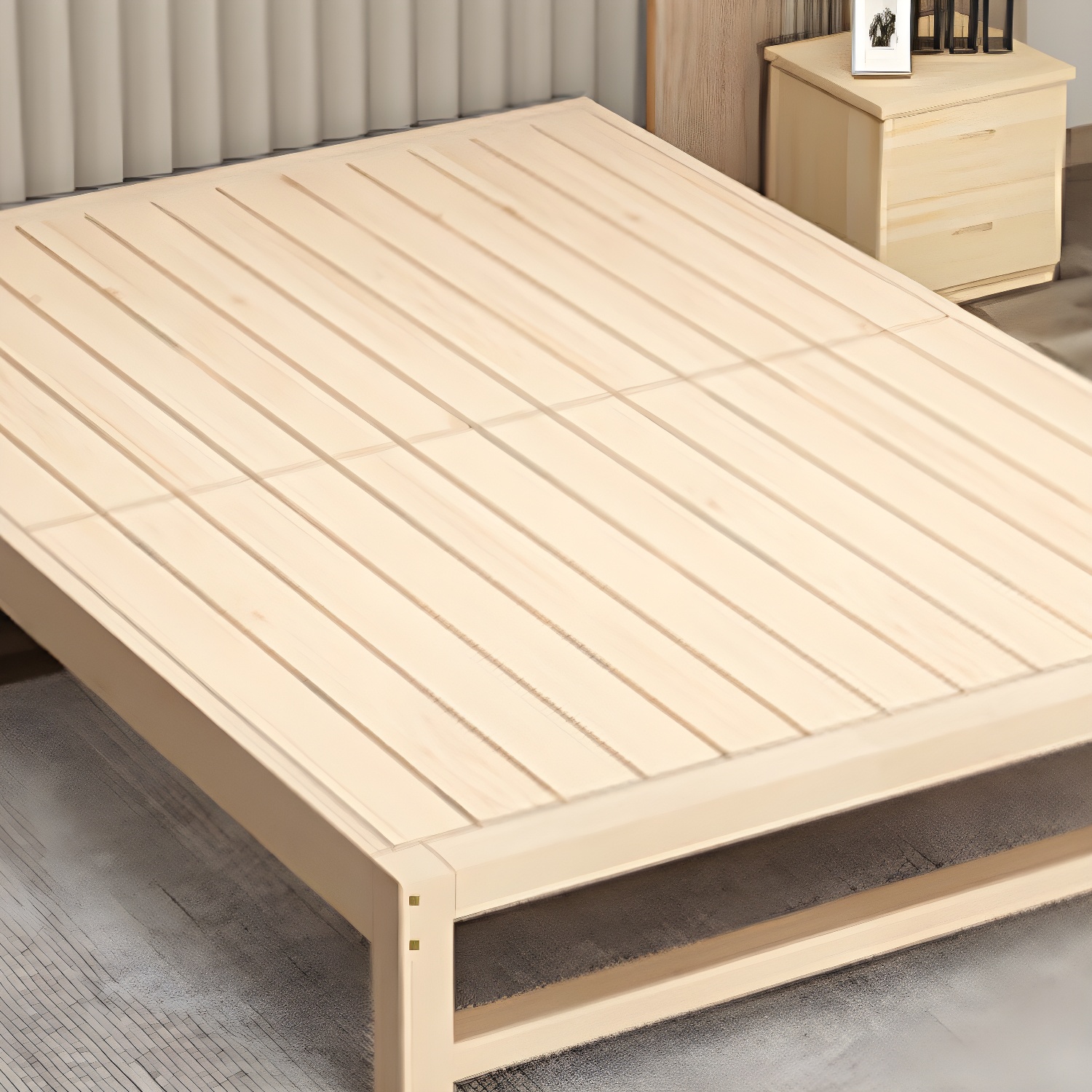 Solid Wood Modern Platform Bed Natural without Headboard and Storage Space - image 6