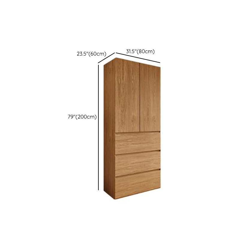 Wood Grain Minimalist Laminate Wardrobe Closet with Soft Close Drawer, Soft Close Door, Interior Shelves, and Clothing Rod - image 19