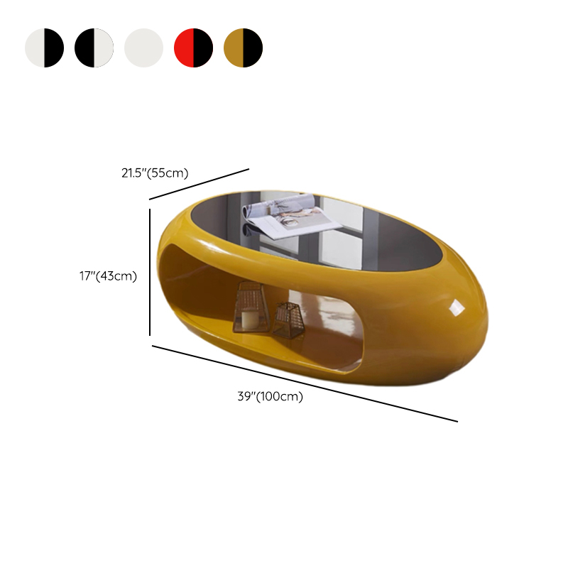 Simple Ink Oval/Rounded Hardened Glass Single Accent Table with Container & Abstract Base - image 22