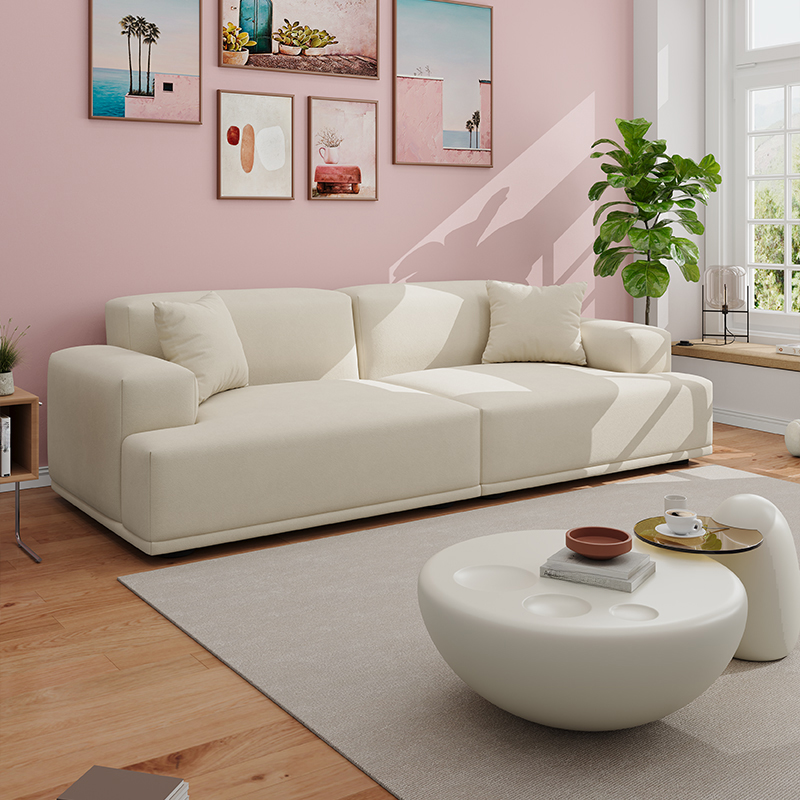 Modish Solid Color Stain Resistant Standard Sofa in Light Gray/Rose/Amber Color, 3-seater/4-seater/5 Person with 2 Pillows - image 6